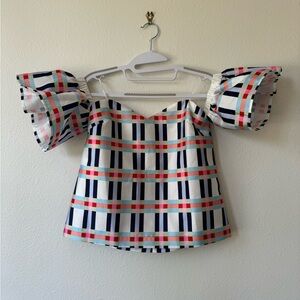 Nordstrom off the shoulder plaid blouse